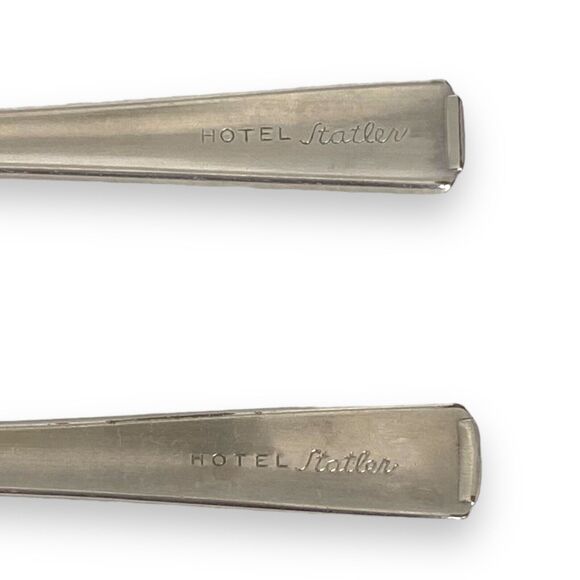 Set Of 2 Silver Plate Demitasse Spoons Hotel Statler REED BARTON / IS Vintage - Picture 6 of 7